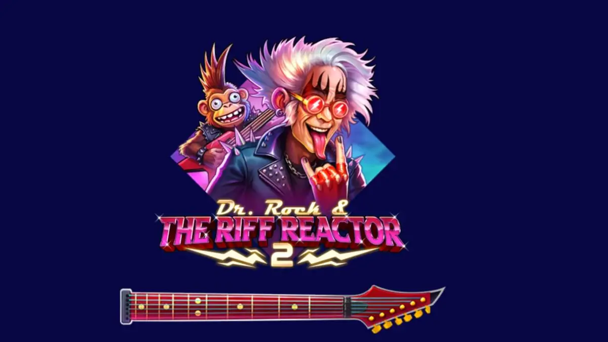 Dr. Rock & the Riff Reactor 2 slot game screen with neon rock concert theme