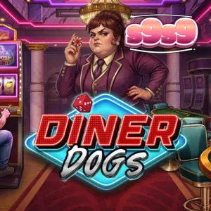 Tampilan visual slot Diner Dogs dengan nuansa kedai kopi neon